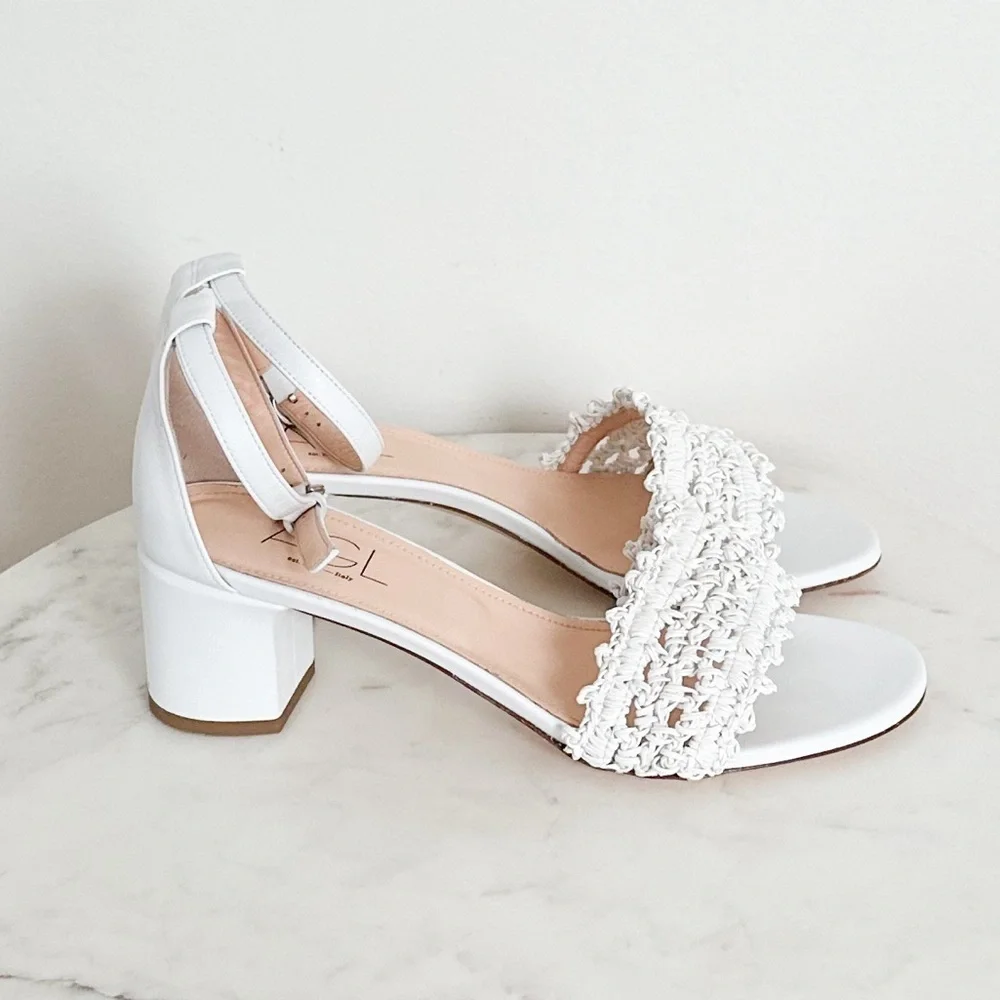 AGL NEW Crochet White Leather Ankle Strap Sandals Size 41 EU 11 US